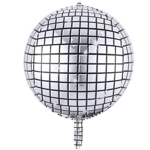 Balon folie glob disco argintiu 55 cm Neumflat