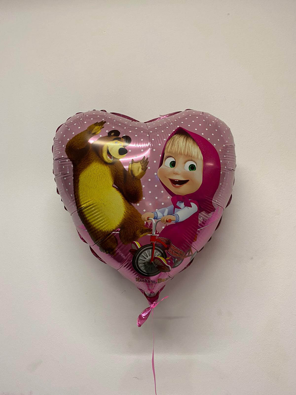 Balon folie inima Masha si Ursul 46 cm Umflat cu heliu