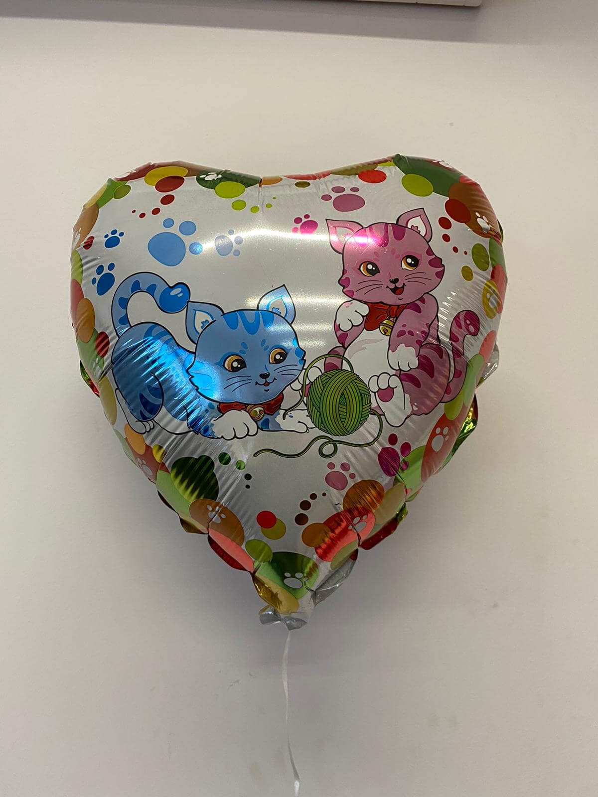 Balon folie inima pisici roz si albastre 46 cm Umflat cu heliu
