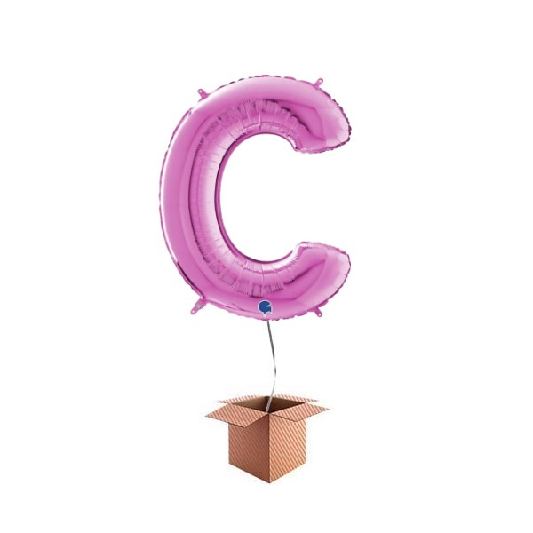 Balon folie litera C Roz 66 cm Umflat cu heliu