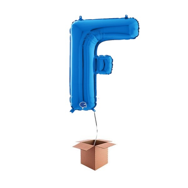 Balon folie litera F albastru 66 cm Umflat cu heliu