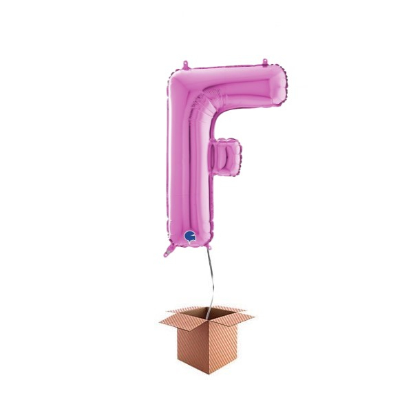 Balon folie litera F Roz 66 cm Umflat cu heliu