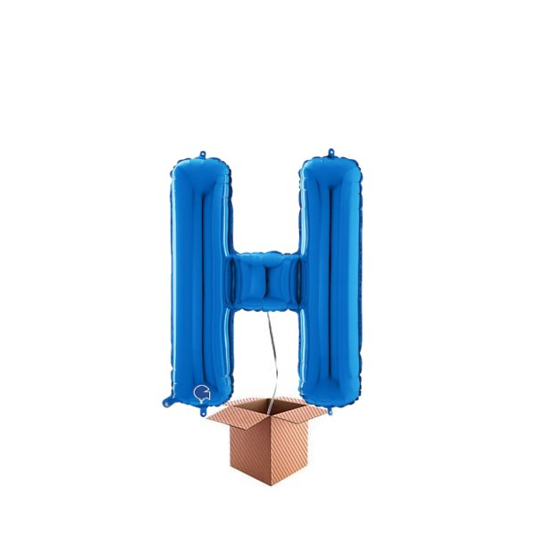 Balon folie litera H albastru 66 cm Umflat cu heliu