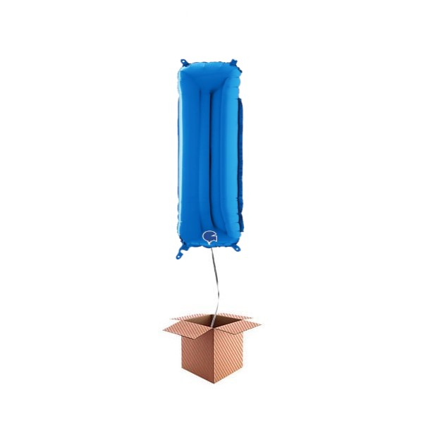 Balon folie litera I albastru 66 cm Umflat cu heliu