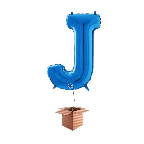 Balon folie litera J albastru 66 cm Umflat cu heliu