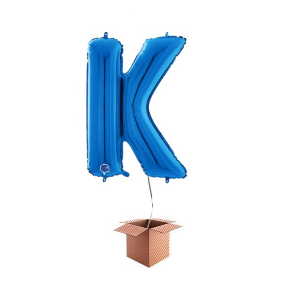 Balon folie litera K albastru 66 cm Umflat cu heliu