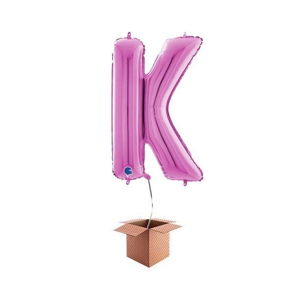 Balon folie litera K Roz 66 cm Umflat cu heliu