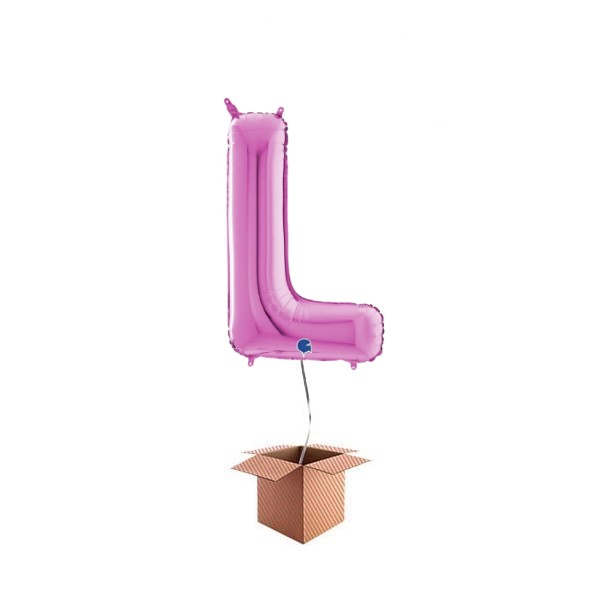 Balon folie litera L Roz 66 cm Umflat cu heliu
