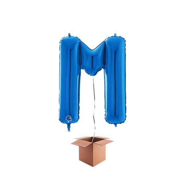 Balon folie litera M albastru 66 cm Umflat cu heliu