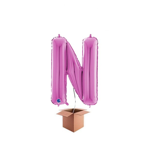 Balon folie litera N Roz 66 cm Umflat cu heliu