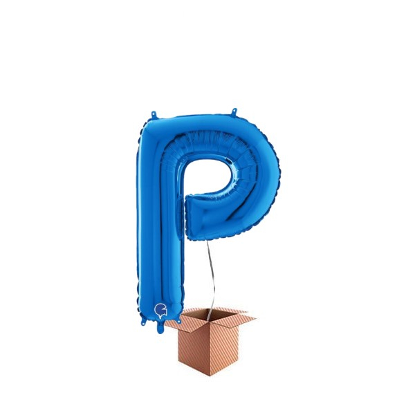 Balon folie litera P albastru 66 cm Umflat cu heliu