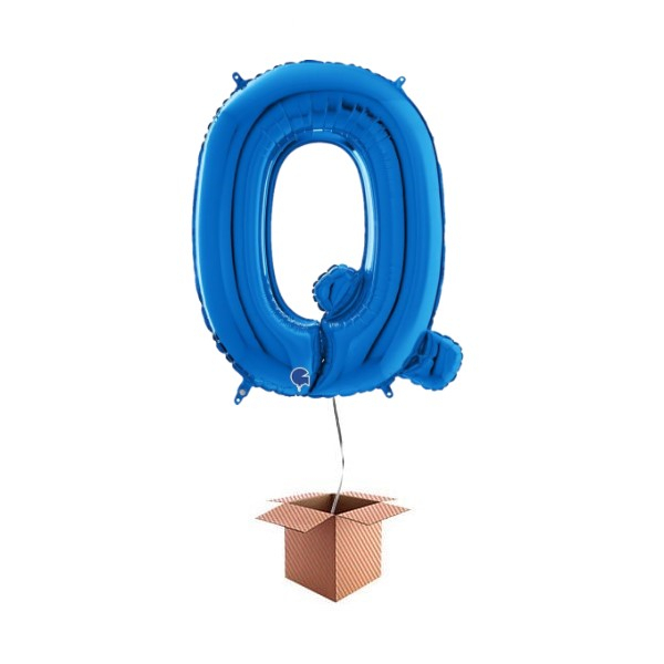 Balon folie litera Q albastru 66 cm Umflat cu heliu