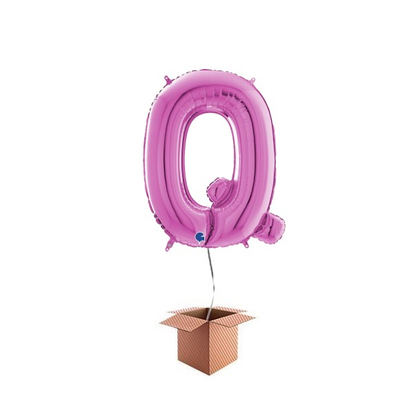 Balon folie litera Q Roz 66 cm Umflat cu heliu