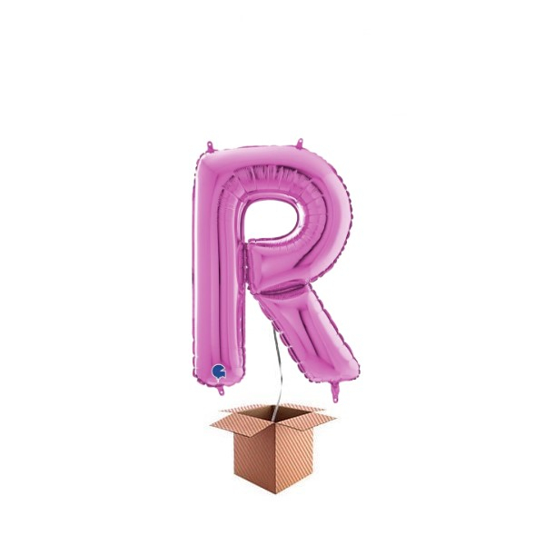 Balon folie litera R Roz 66 cm Umflat cu heliu