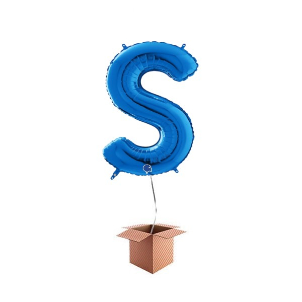 Balon folie litera S albastru 66 cm Umflat cu heliu