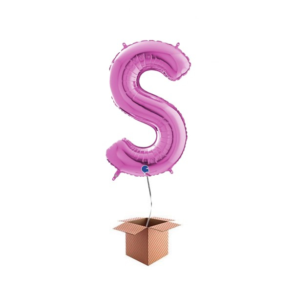 Balon folie litera S Roz 66 cm Umflat cu heliu