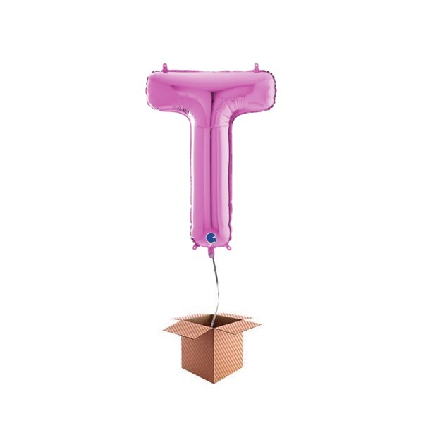 Balon folie litera T Roz 66 cm Umflat cu heliu