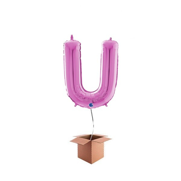 Balon folie litera U Roz 66 cm Umflat cu heliu