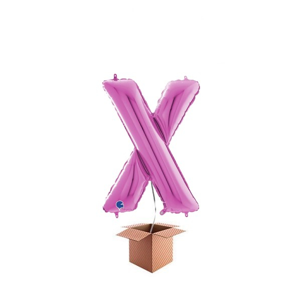 Balon folie litera X Roz 66 cm Umflat cu heliu