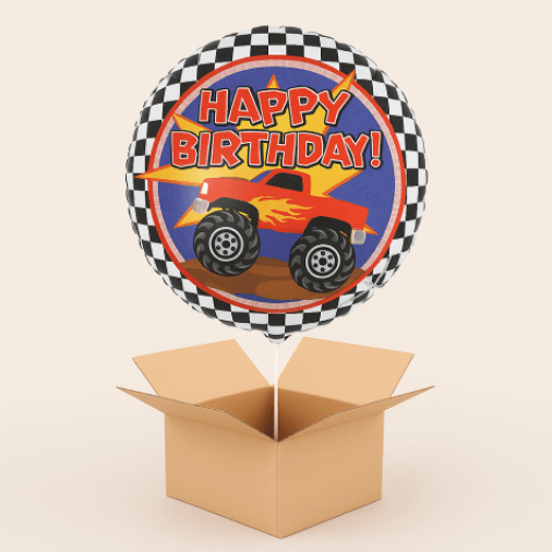 Balon folie masina Monster Truck Happy Birthday 46 cm Umflat cu heliu