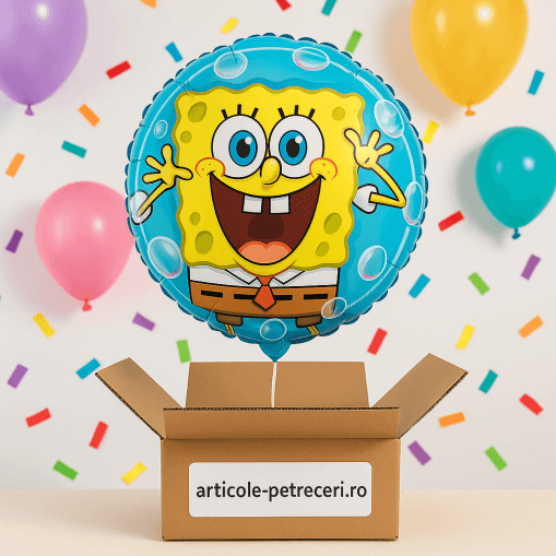 Balon folie rotund Sponge Bob 45 cm Umflat cu heliu
