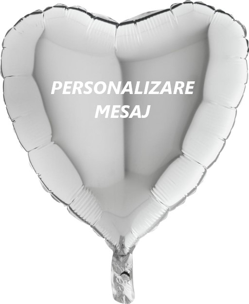 Baloane folie inimi personalizate 45cm Argintiu