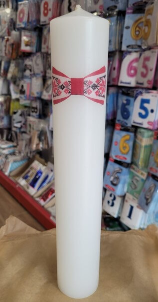 Lumanare botez cununie 6 35 cm Fundita roz