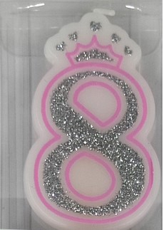 Lumanare tort cifra 8 coroana 6 cm Roz