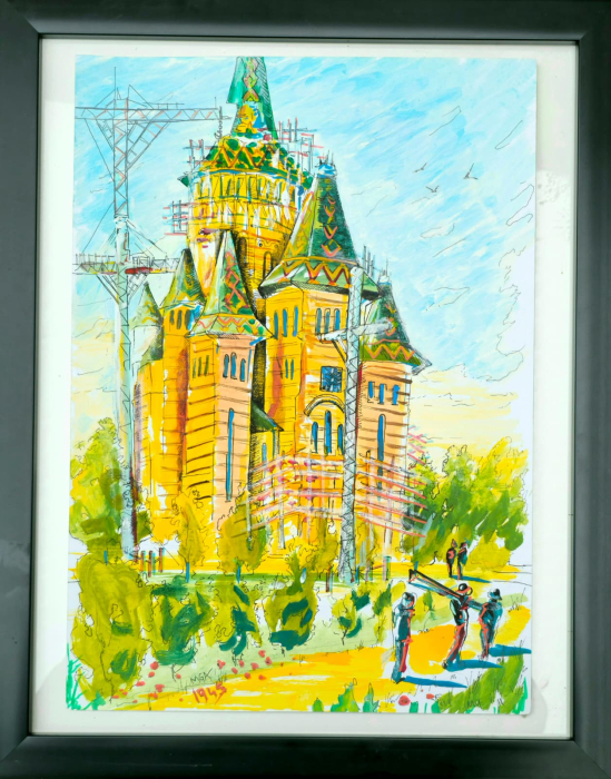 Catedrala Mitropolitana in anii 45 Timisoara - aquarela [2]