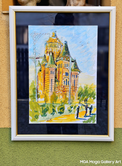 Timisoara Cathedral in 1945 - Aquarelle [3]