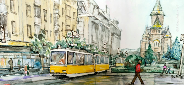 Timisoara anii 70 aqarela - REPLICA [4]