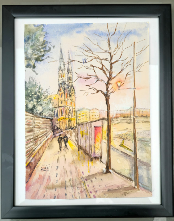 Artă modernă - Piata Balcescu Timisoara - aquarela