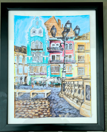 Artă modernă - Casa Bruk Piata Unirii Timisoara - aquarela