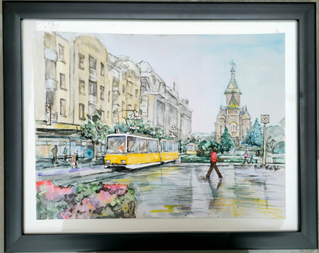 Artă modernă - Timisoara anii 70 aqarela - REPLICA