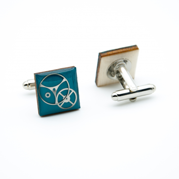 Butoni Lemn Turquoise - patrat [3]