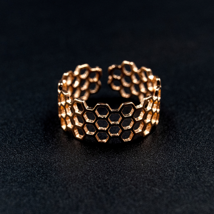 Inel Honeycomb Argint 925 - Roz [3]