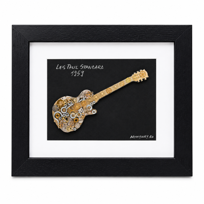 Tablou chitara Les Paul Standard 1959 Gibson handmade piese ceas SteamWall ArtMyWay [5]