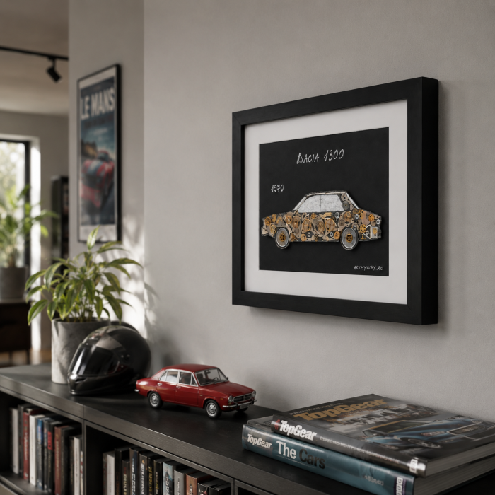 Tablou Dacia 1300 1970 handmade retro piese ceas ART my Cars ArtMyWay [3]
