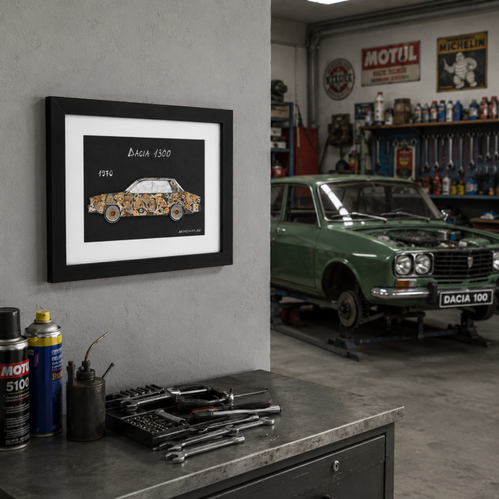 Tablou Dacia 1300 1970 handmade retro piese ceas ART my Cars ArtMyWay [2]