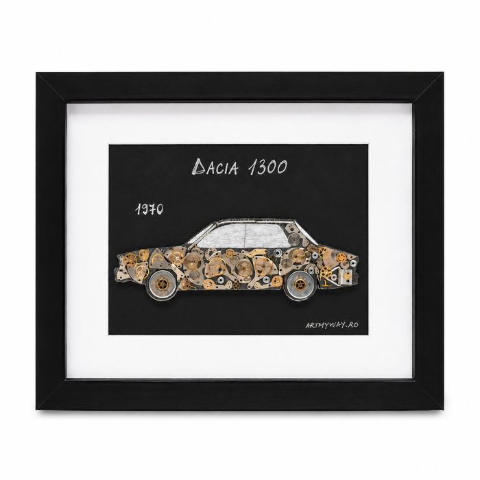 Tablou Dacia 1300 1970 handmade retro piese ceas ART my Cars ArtMyWay [4]