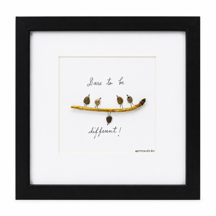 Tablou Dare to Be Different pietricele Pebble Art motivational ArtMyWay [4]