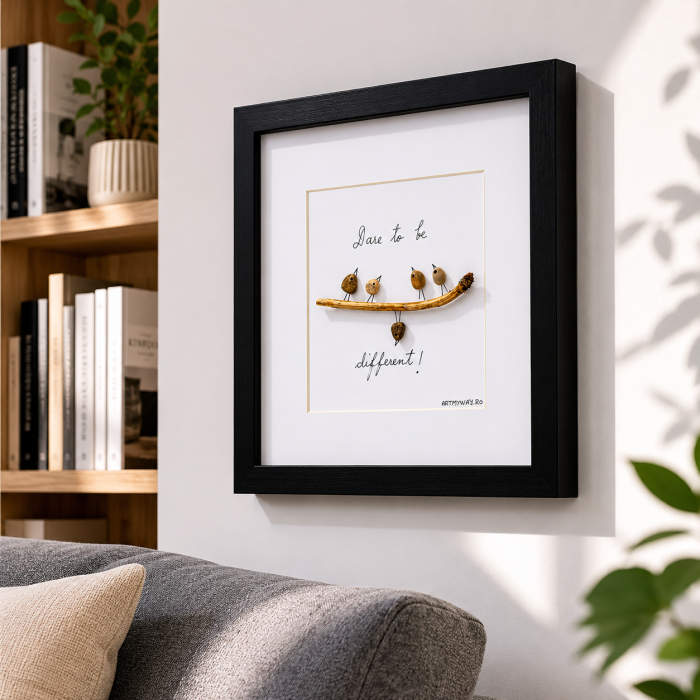 Tablou Dare to Be Different pietricele Pebble Art motivational ArtMyWay [3]