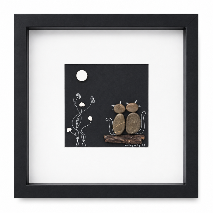 Tablou Pebble Art Cats Pietre Naturale Rau Handmade ArtMyWay Romania [4]