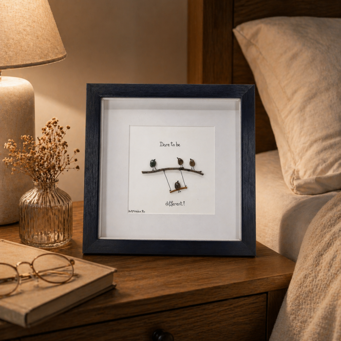 Tablou Pebble Art Dare to be Different (v2) Pietre Naturale Rau Handmade ArtMyWay Romania [2]