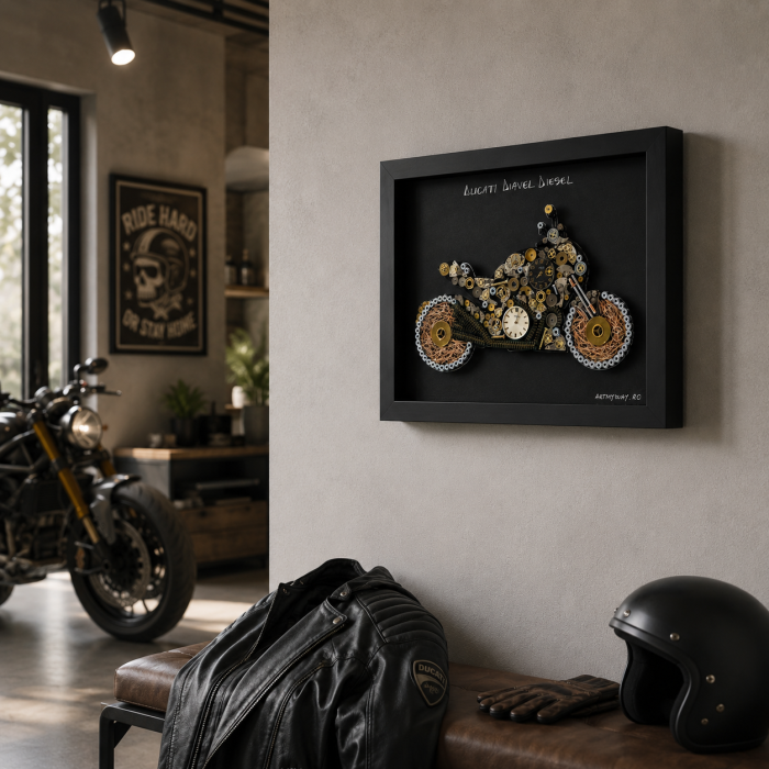 Tablou Ducati Diavel Diesel Handmade Steampunk Born to Ride Motocicleta ArtMyWay Romania [2]