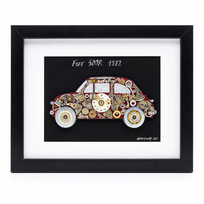 Tablou Fiat 500 1972 Handmade Macheta Steampunk ART my Cars ArtMyWay Romania [4]