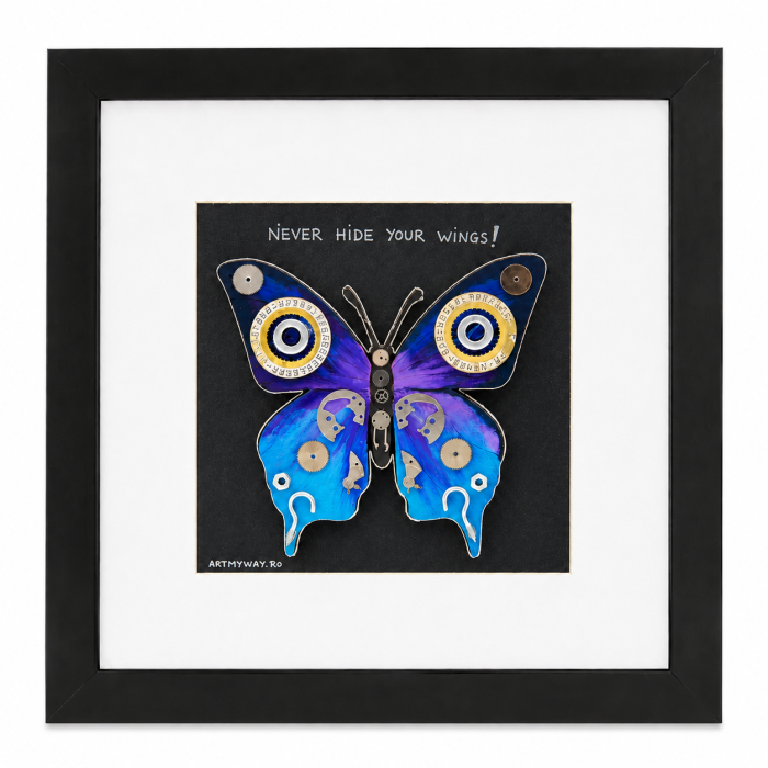 Tablou Fluture Never Hide Your Wings Handmade 3D SteamWall Piese Ceas ArtMyWay Romania [2]