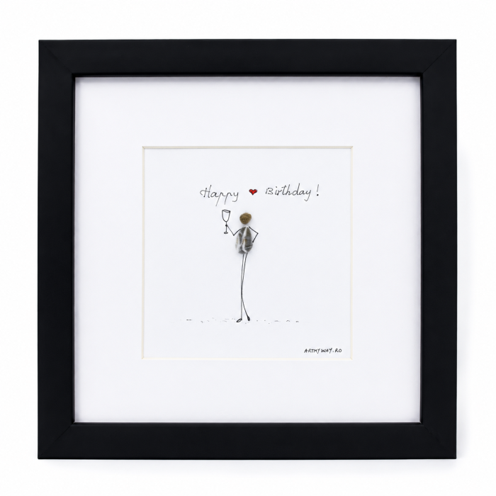 Tablou Pebble Art Happy Birthday Pietre Naturale Rau Handmade ArtMyWay Romania [5]