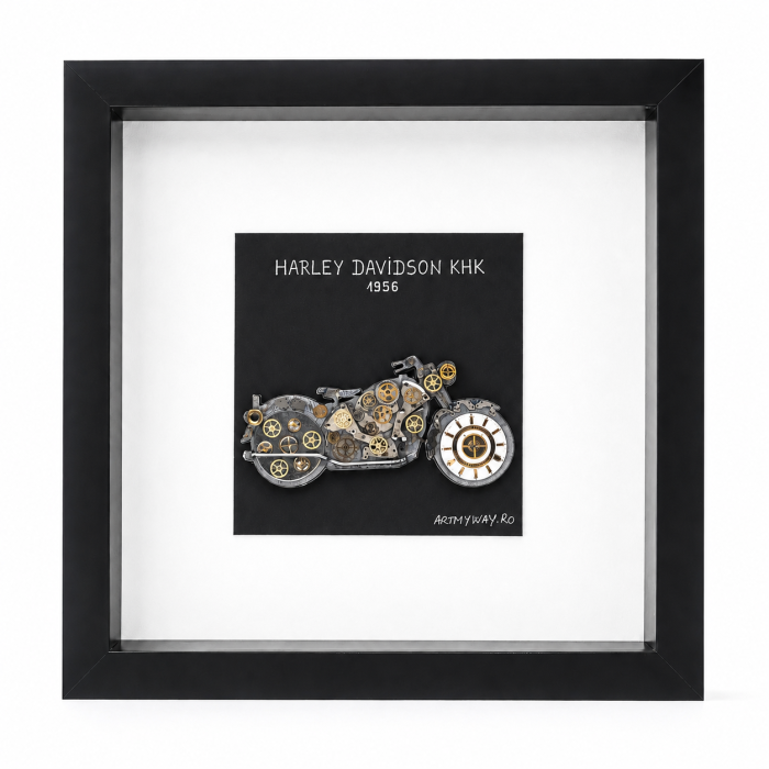 Tablou Harley Davidson KHK 1956 Handmade Steampunk Born to Ride Motocicleta ArtMyWay Romania [4]