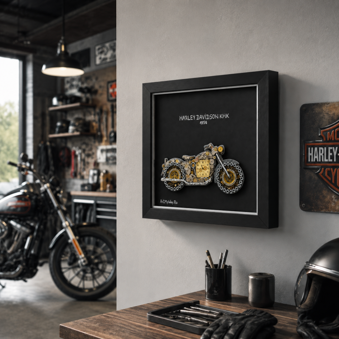Tablou Harley Davidson KHK 1956 Handmade Steampunk Born to Ride Motocicleta ArtMyWay Romania [2]